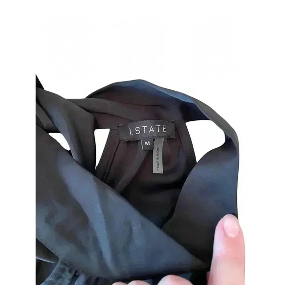 1 State Halter Back Tie Satin Top Black Size Medium NWT - Picture 7 of 8